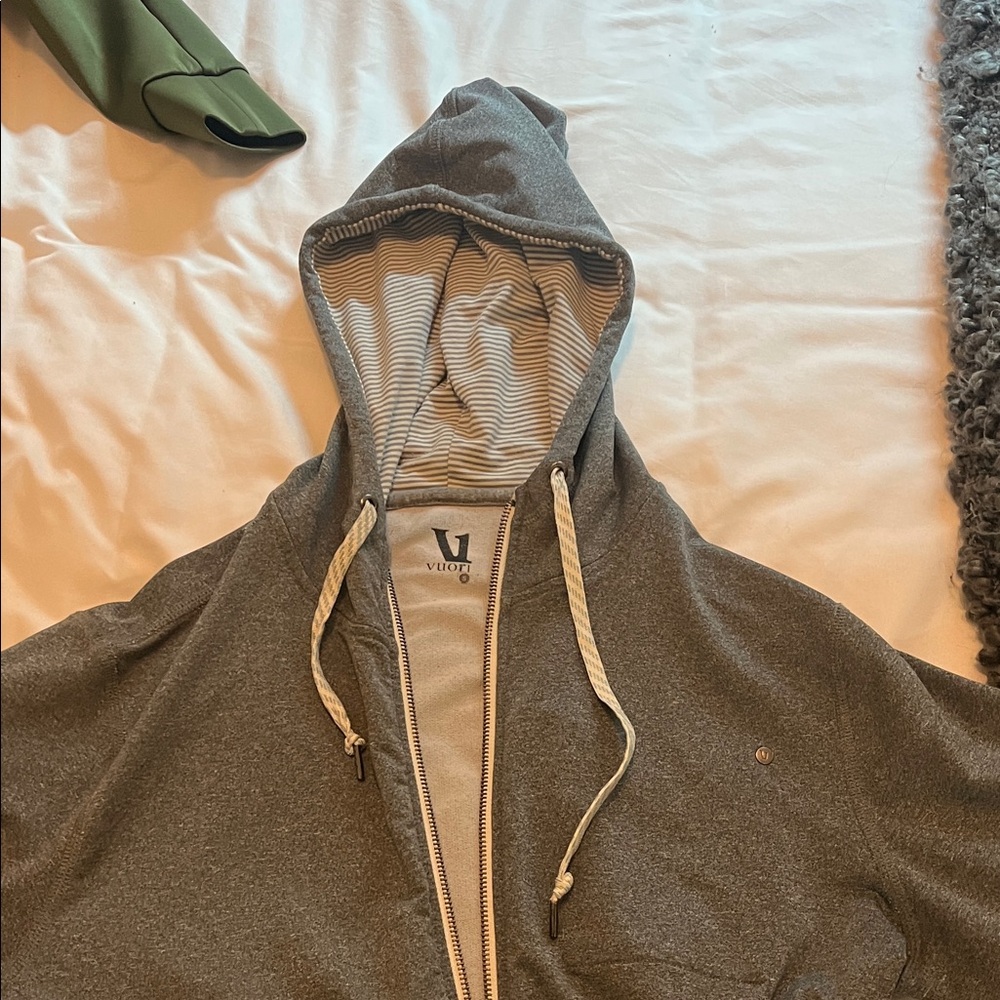 Vuori Heather Gray Zip-Up Men's Sweater